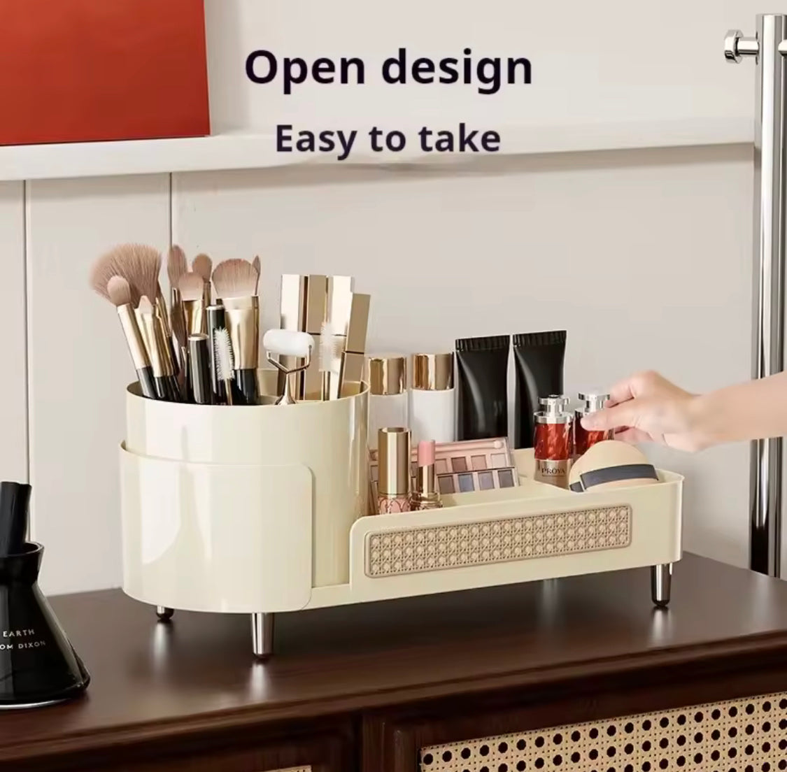 Desktop Cosmetic Storage Box With Rotatable Pen Holder, Cosmetic Display Case, Makeup Sundries Storage Organizer Desktop Cosmetic Storage Box With Rotatable Pen Holder, Cosmetic Display Case, Makeup Sundries Storage Organizer